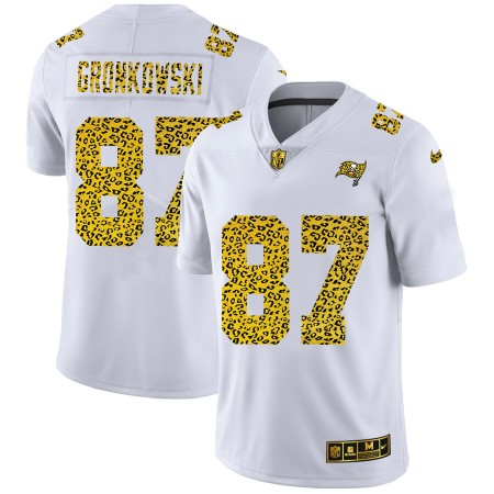 Miesten Tampa Bay Buccaneers NFL Pelipaita Rob Gronkowski 87 Nike Flocked Leopard Print Valkoinen